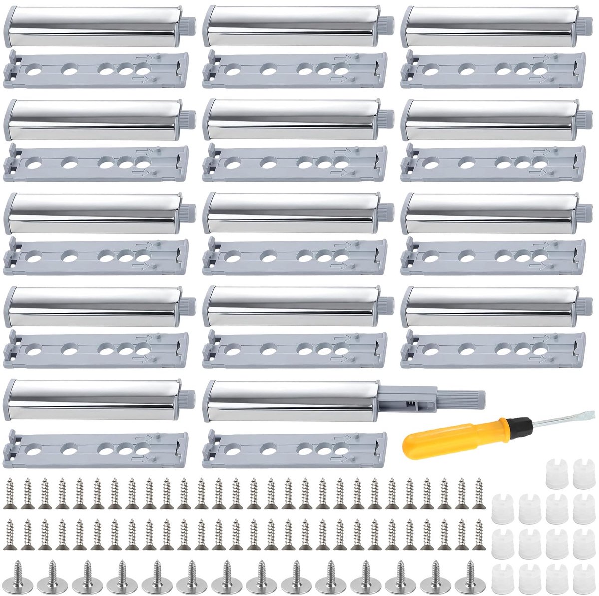 14 stuks Push to Open deuropener, drukdeuropener met schroevendraaier, magneetsluiter, drukdeuropener voor meubels, laden, kastdeuren