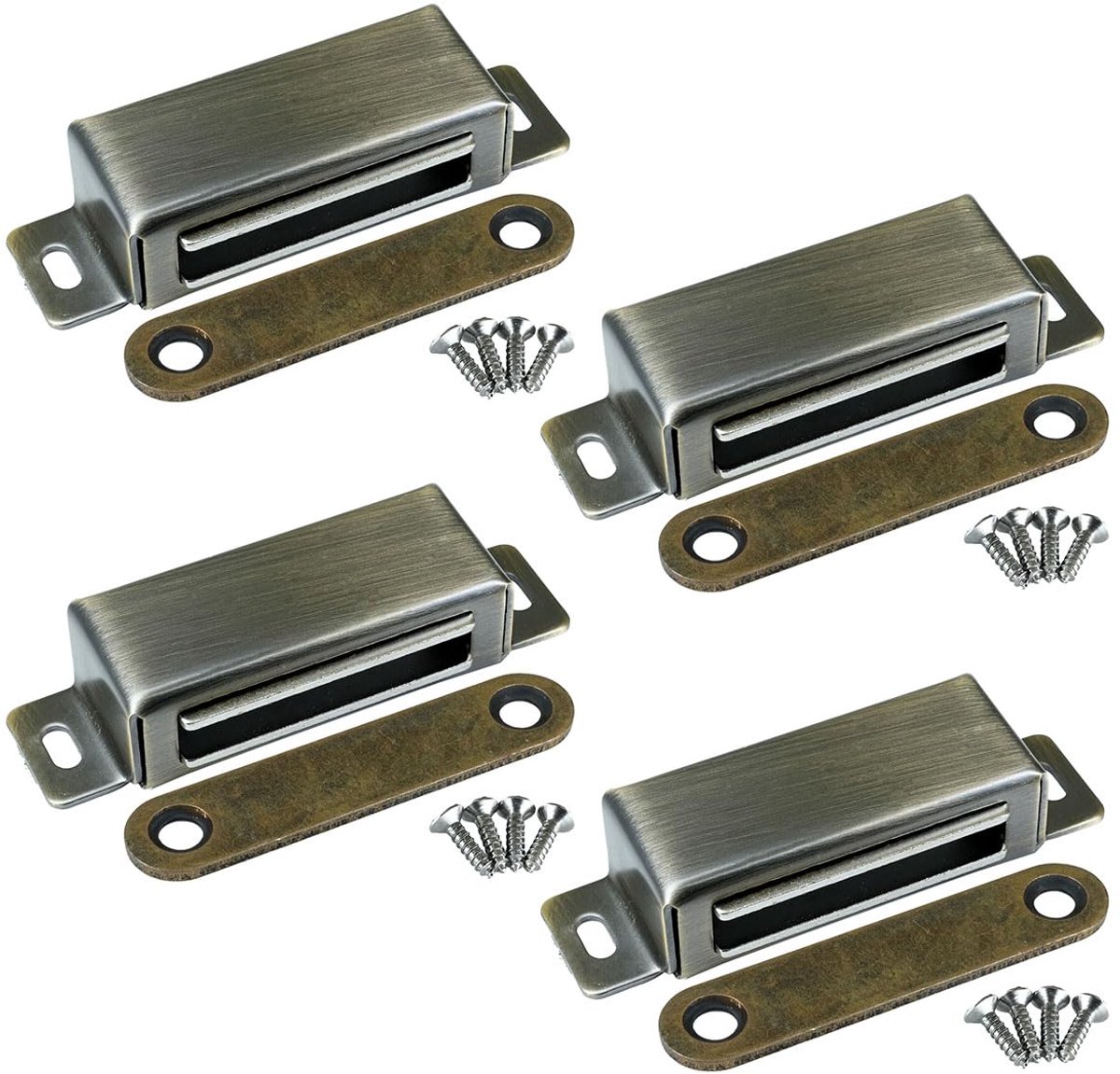 Magneetsnapper deurmagneten voor kastdeuren, magneetsluitingen, roestvrij staal, magneten, deursluiters, magneet voor meubels en balkondeuren, brons (4 stuks)