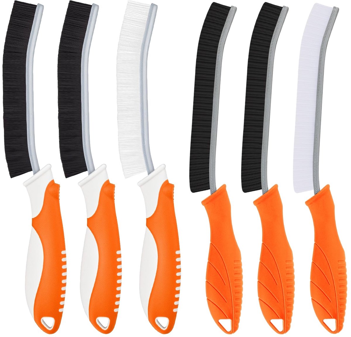 Reinigingsborstel, harde haren, hoekreinigingsborstel, multifunctionele voegenborstel voor badkamer, reinigingsgereedschap voor huishouden, keuken, toilet, tegelvloeren, voegmortel (6, oranje)