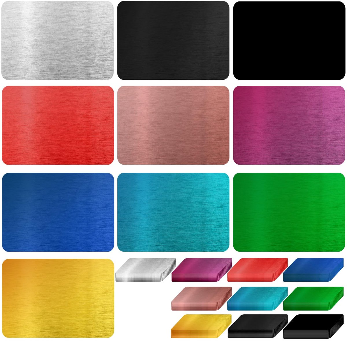 150 stuks metalen visitekaartjes, blanco, 86 x 54 x 0,21 mm, metaal, visitekaartjes, aluminium, naamkaart, lasergegraveerd, gegraveerde zakelijke kaarten, metalen zakelijke kaart voor kantoor