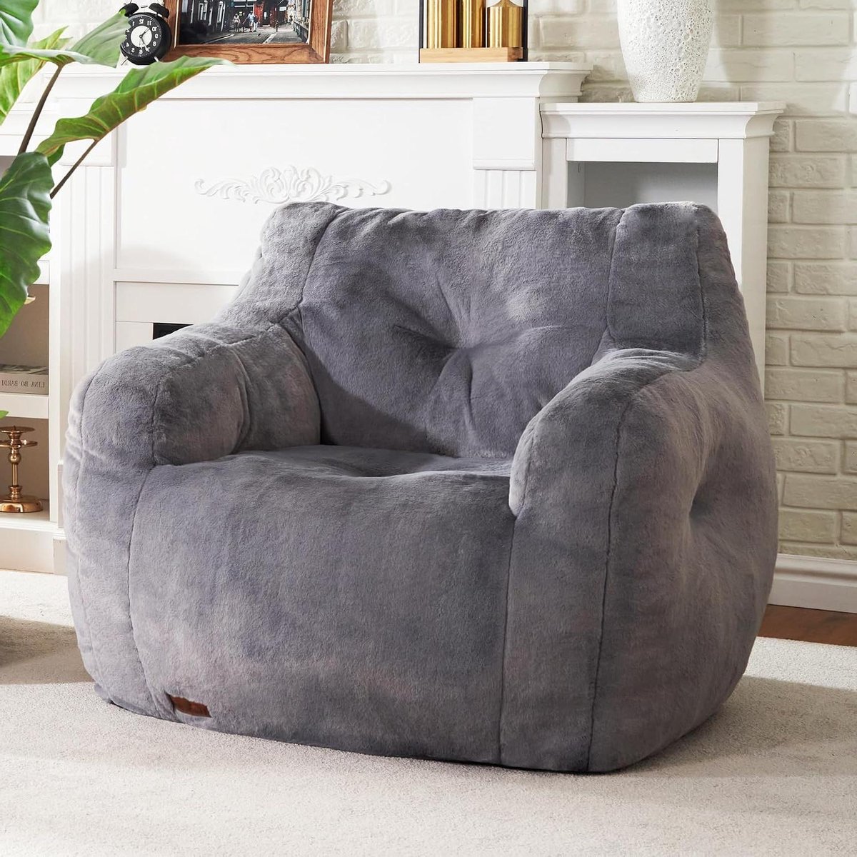 Zitzak Bank - Pluche Stoel - Ontspannen Zitten - Ergonomisch Ontwerp - 85x87x77 cm - Grijs