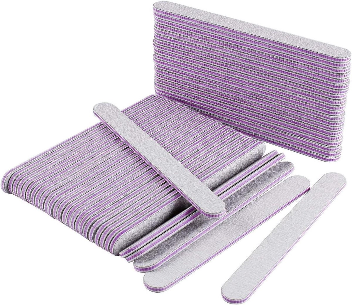 Nagelvijlen Set - Manicure Vijlen - Nagels Vormgeven - Dubbelzijdig Gebruik - 50 Stuks - Grijs Paars