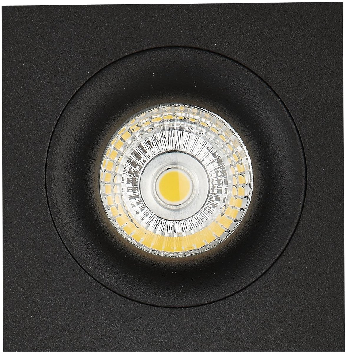 Zoom III zwarte inbouwspot, 1x GU10 LED 5W 2700K dimbaar, aluminium behuizing 95 x 95 mm, IP20