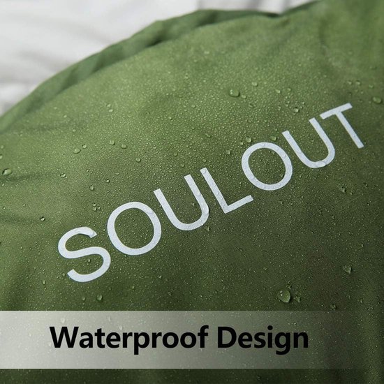 Slaapzak - Outdoor tas - Kamperen en wandelen - Waterafstotende buitenlaag - 220x84 cm - Legergroen — afbeelding 3