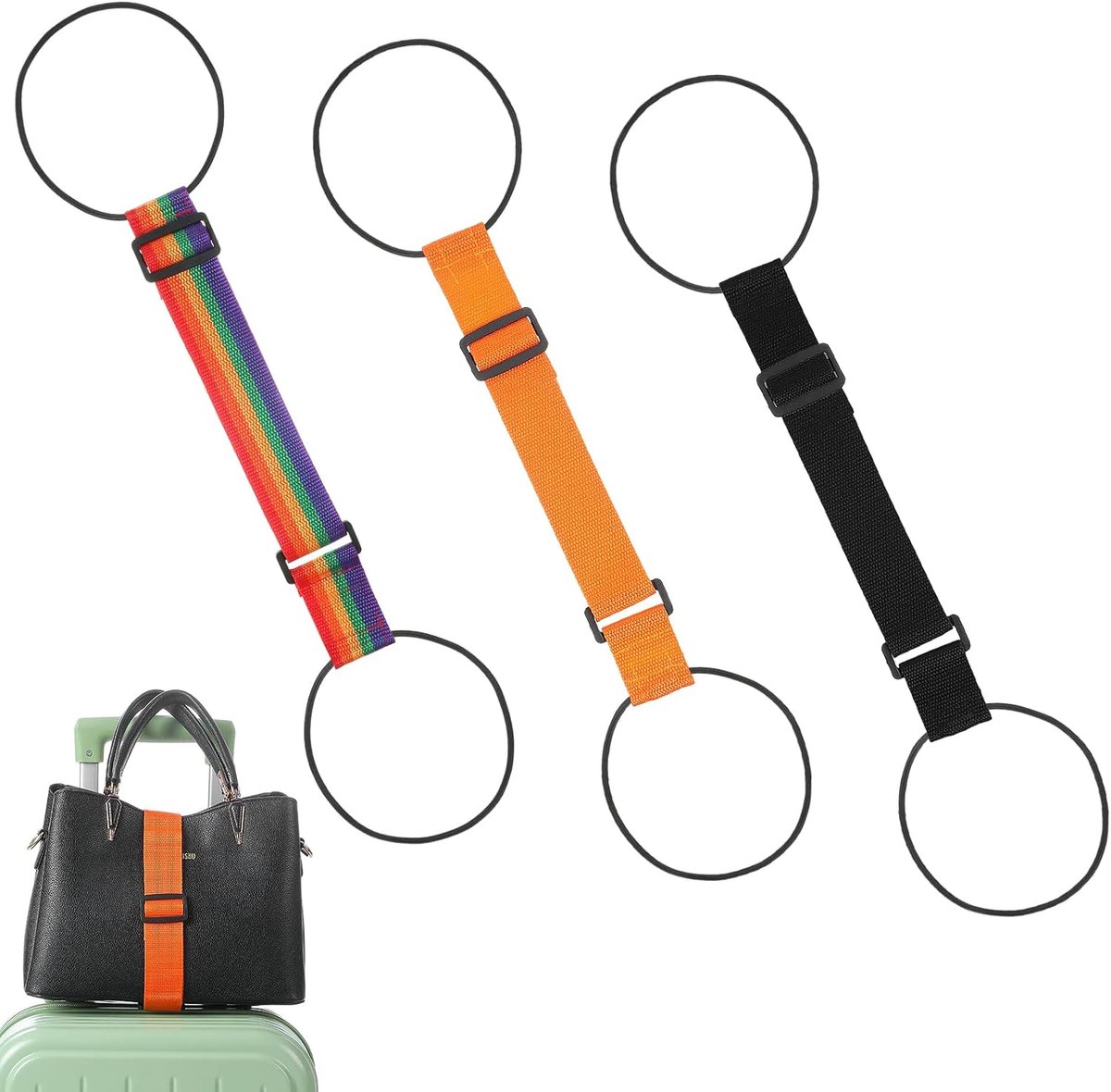 3 stuks elastische bevestigingsriemen voor bagage, verstelbare kofferverbinding, elastische kofferverbinding, bagageriemen, rugzak, koffer, accessoires voor trolley, gemakkelijk te bevestigen