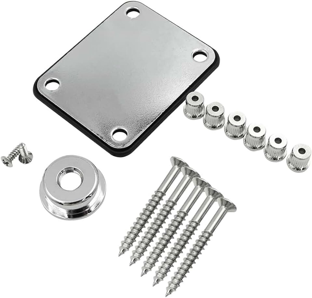 Gitaarhalsplaat Snaarhulzen & Jackplaat Hardware Set voor Tele Telecaster Stijl Elektrische Gitaar Vervangingsonderdelen Chroom