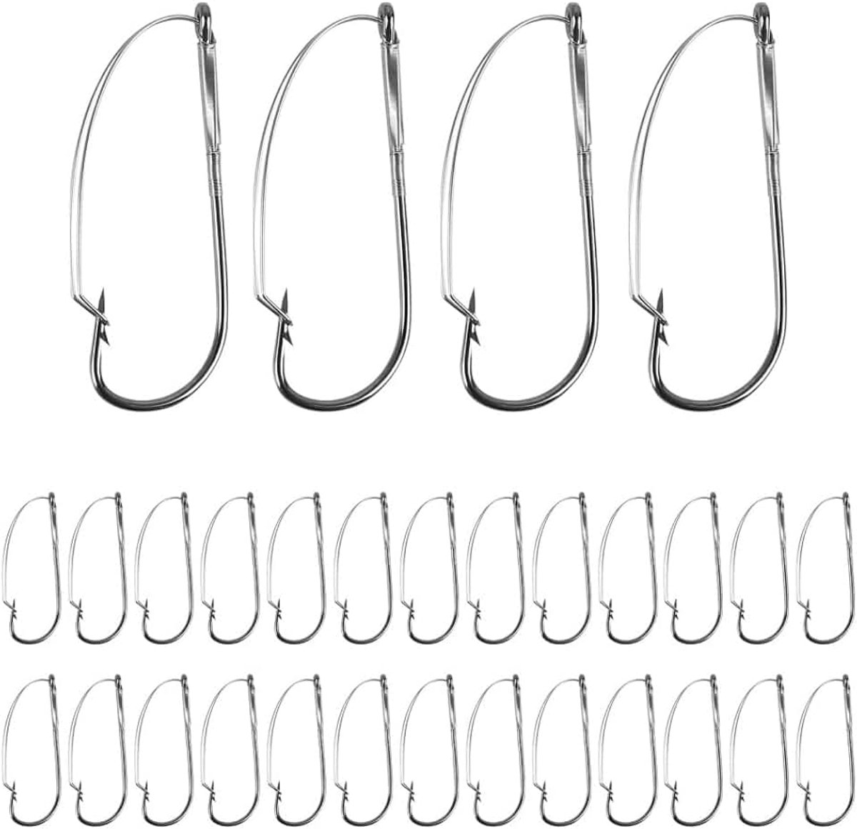 Haken, 30 stuks aashouderhaken, koolstofstaal, drop-shot-haken, anti-hangende bodem, met opbergdoos voor wormkunstaas