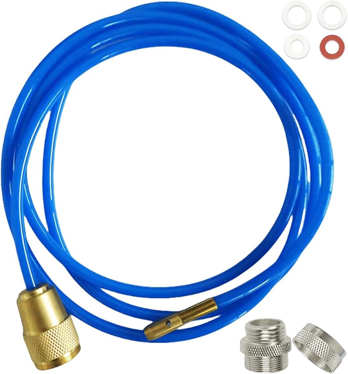 Clean Pijpreinigingsapparaat, 2 m hogedruk-buisreiniger, afvoerreiniger, slang, afvoerreinigingsslang, afvoerspiraal, waterdruk buisreiniger voor M22 M24 met afdichtingen, blauw