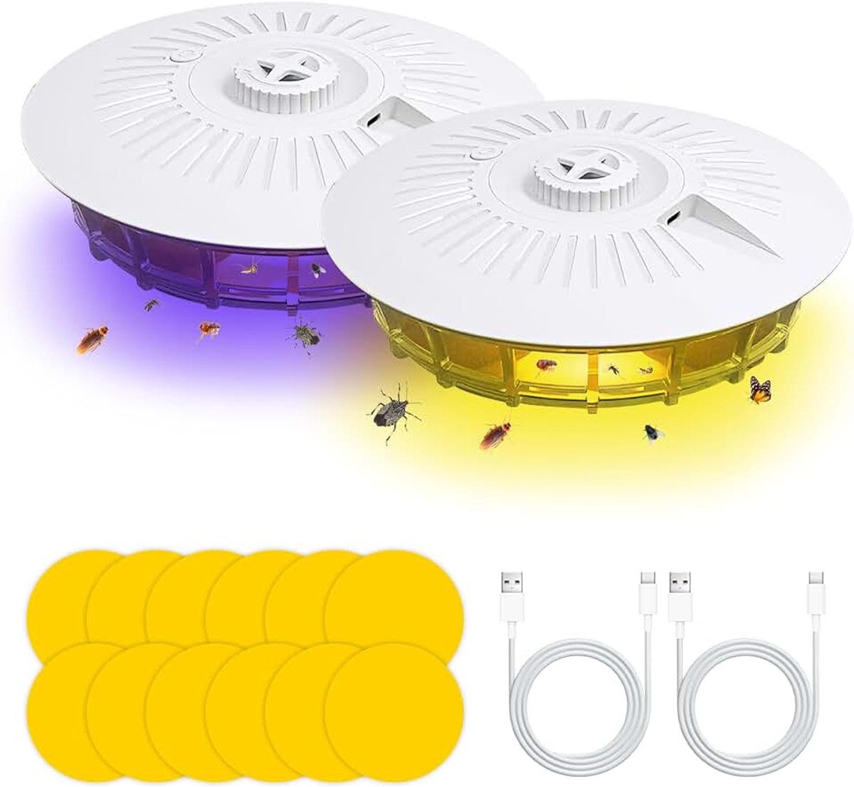 Vallen voor thuis, vlooienval, led-vlooienval met 10 vangstickers, uv-lamp, elektrische vliegendoder, voor slaapkamer, keuken, woonkamer