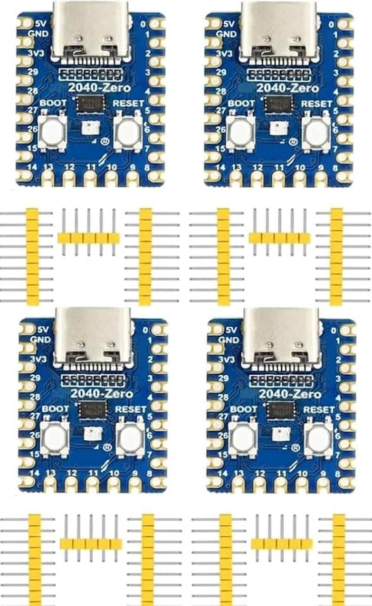 4 stuks RP2040-Zero-bord, dubbelkern MCU ontwikkelbord