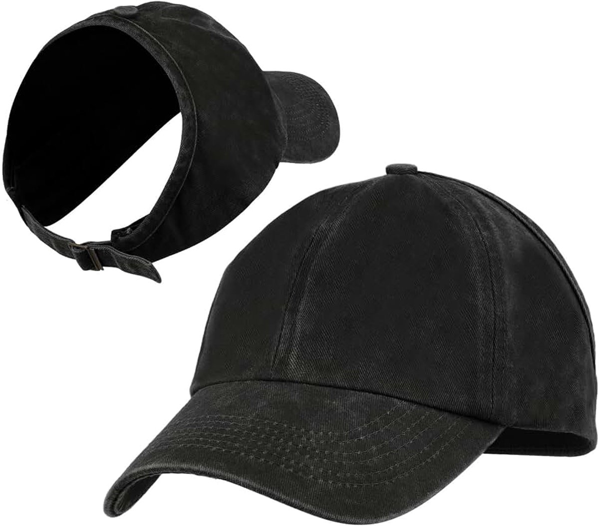 Rugloze gewassen katoenen paardenstaartpet rommelige knot krullend haar baseball caps