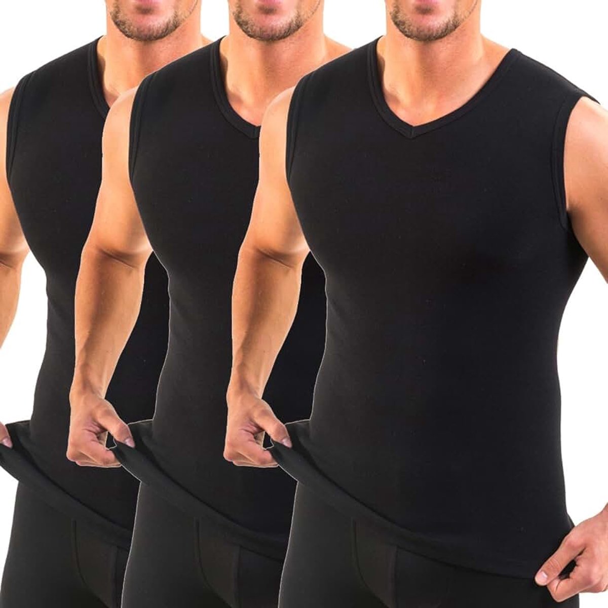 Tanktops voor heren, met V-hals, vest van 100% biologisch katoen (spiershirt)