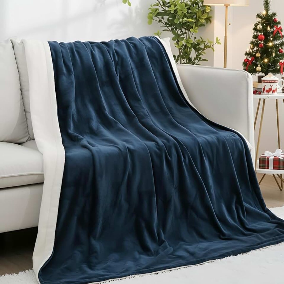 Elektrische Dekens 180x130 cm, Flanellen Warmtedeken met 4 Warmtestanden, Automatische Uitschakeling na 10 uur, Grote Zachte Deken voor Bed en Bank, Blauw