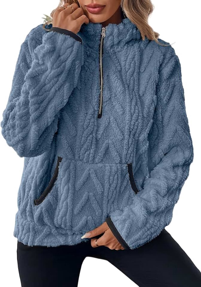 Fleece sweatshirt teddy fleece pullover winter oversized sweatshirt warm pluche jas met zakken