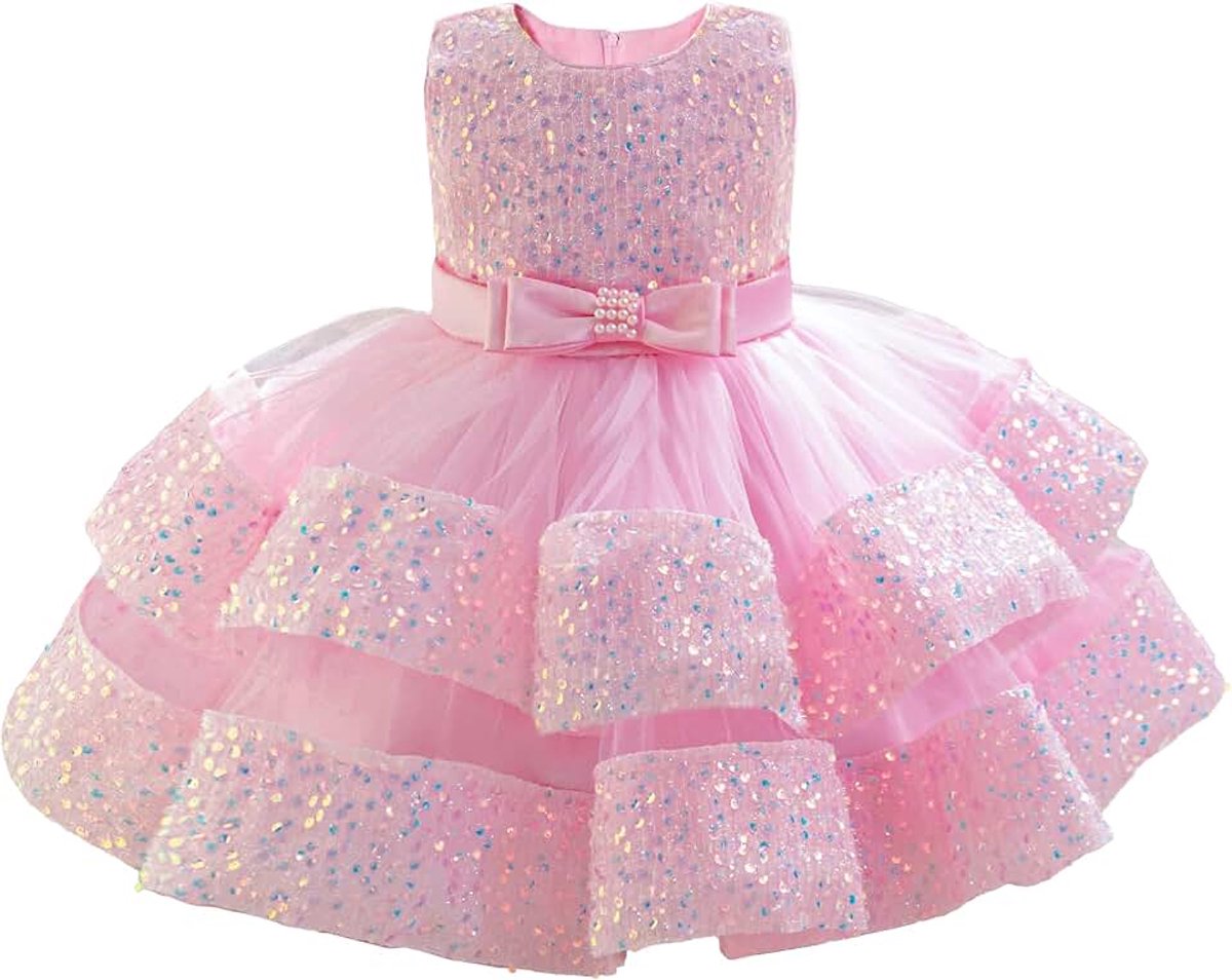 Jurk voor babymeisjes, tule, pailletten, mouwloos prinsessenjurk, peutermeisje, formele feestjurken, bloemmeisjes, verjaardag. bruiloft, verkiezingsjurk