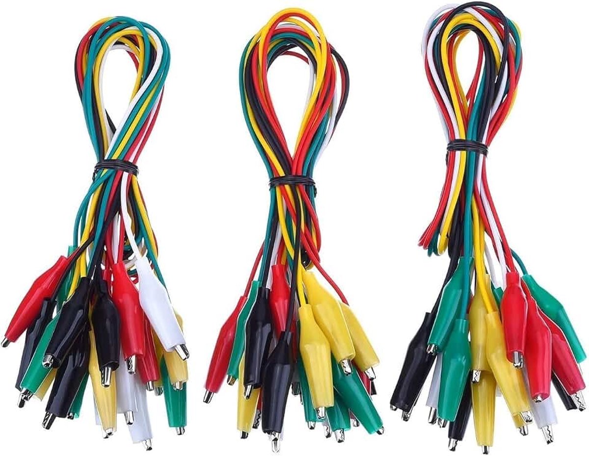 30 stuks meetsnoeren met krokodillenklemmen set geïsoleerde testkabel dubbelzijdige clips, 19,7 inch