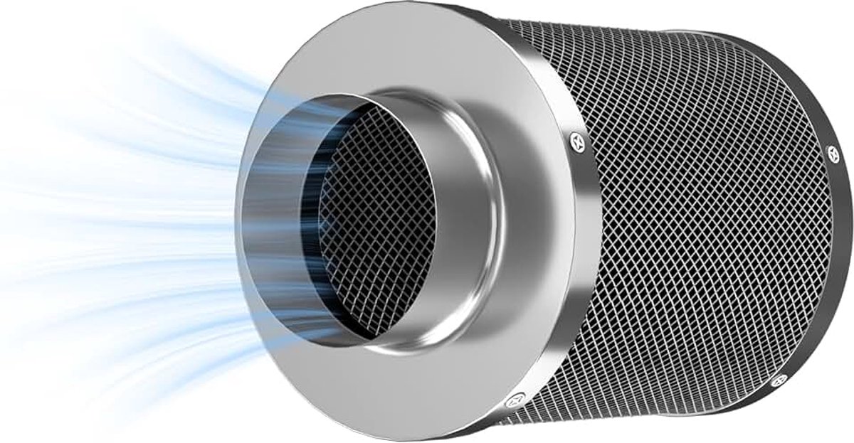 Koolfilter 100 mm met hoogwaardige actieve kool geurneutralisatie, luchtreiniger voor buisventilator 100 mm, kweektent, hydrocultuur