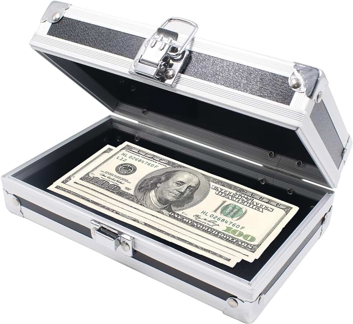 Geldcassette van aluminiumlegering 18 x 11 x 5,8 cm geldhouder contant geld organizer met draaggreep en veiligheidssluiting draagbare geldcassette cash box