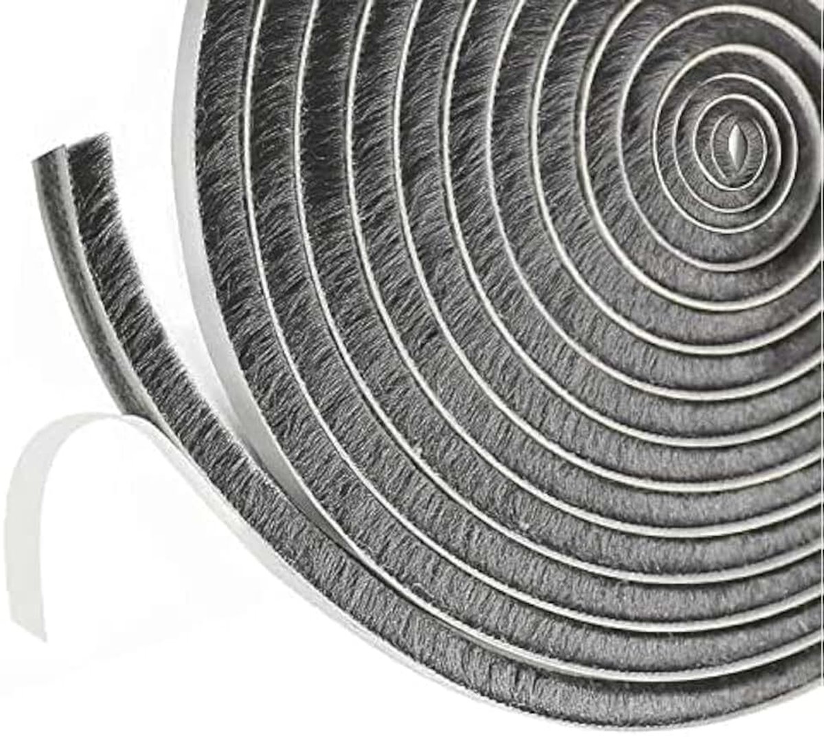10m zelfklevende borstelafdichting, 9 mm (B) x 9 mm (D) afdichtingsborstel, trekluchtstopper voor deuren en ramen, penseel weerbeschermingsband, afdichtingsband grijs