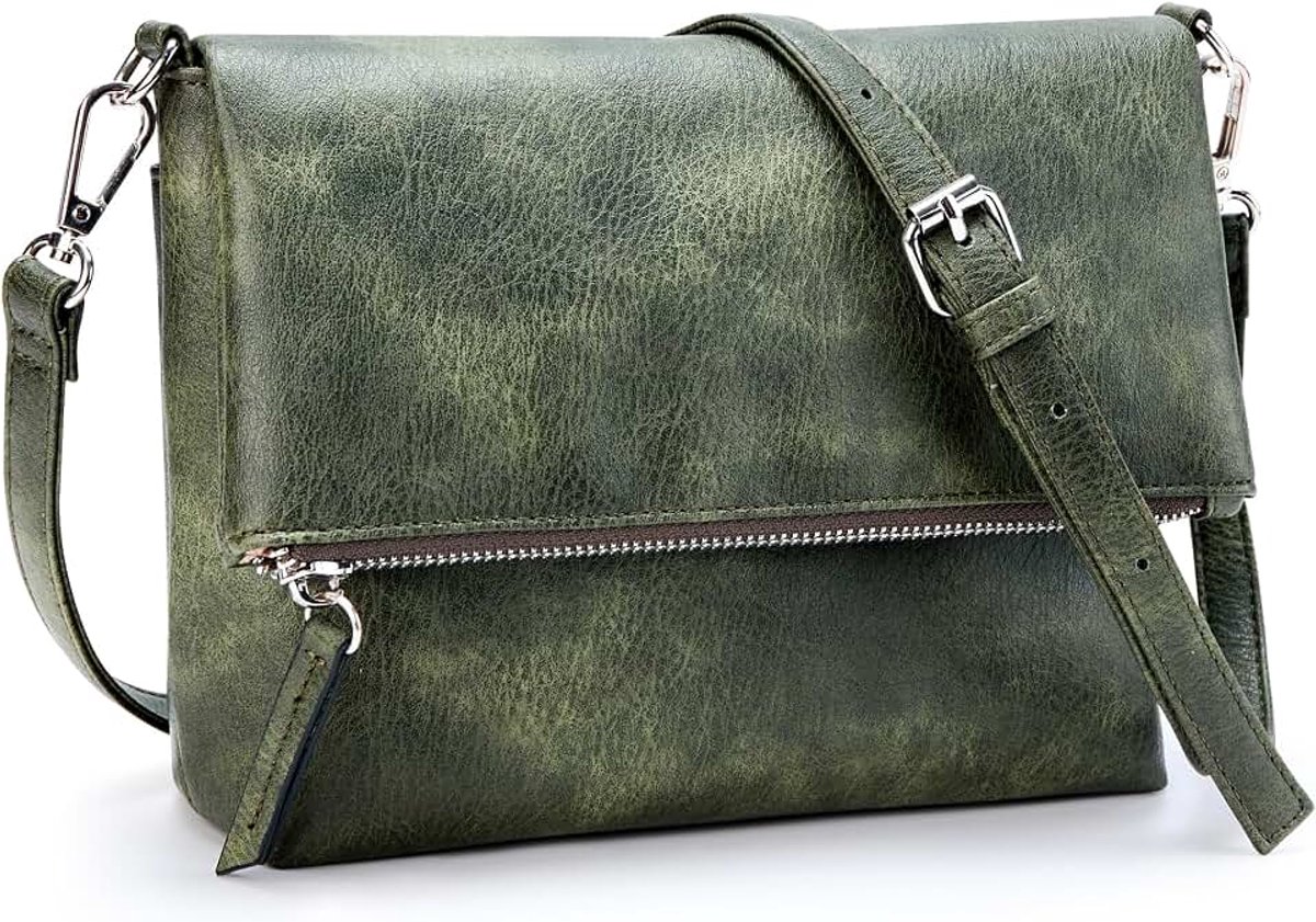 Kleine schoudertas voor dames, veganistisch PU-leer, handtas, crossbody schoudertas, diefstalbescherming, meerdere vakken met verstelbare afneembare schouderriem
