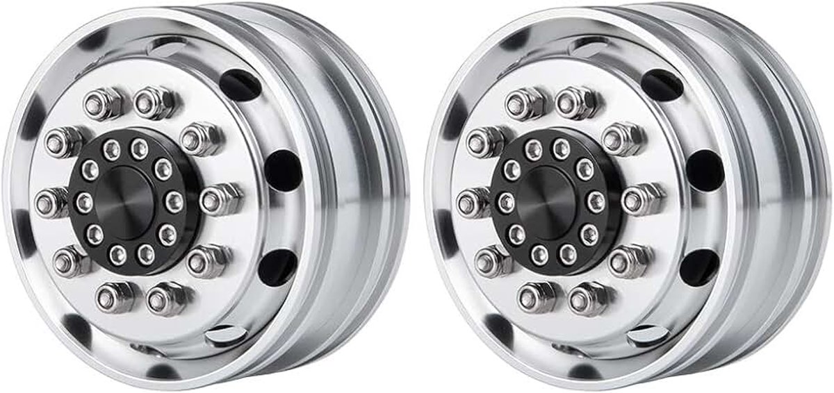 Pack of 2 Metal Front Wheel Rims for 1/14 RC Tamiya Tractor Climbing Trailer