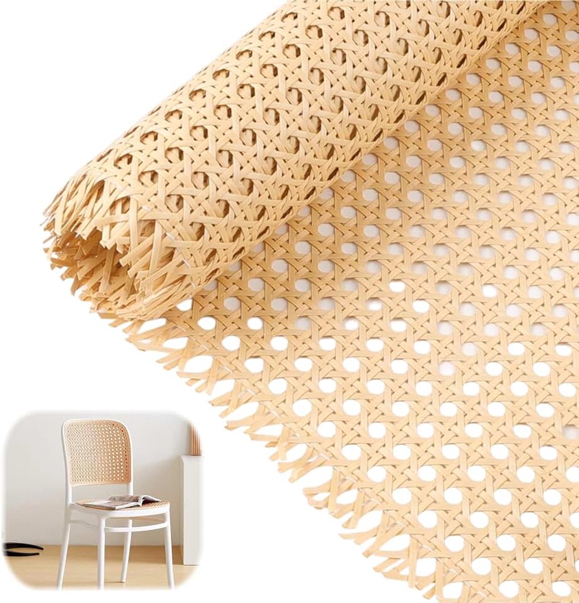 Gevlochten 40x150 CM waterdichte PE rotan riem | Handgemaakte steranijs, brede rotan meubeldecoratie voor stoel, meubels, kast, commode, fauteuil, kastdeur (houtkleur)