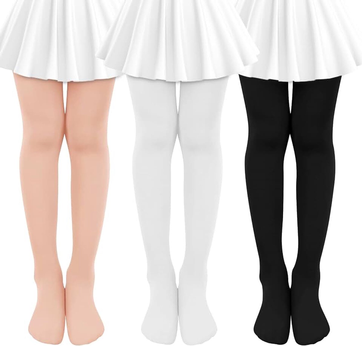 Balletmaillot voor meisjes, 3 stuks, balletpanty voor kinderen, kinderpanty voor meisjes, danspanty met voet, panty voor kinderen, ballet