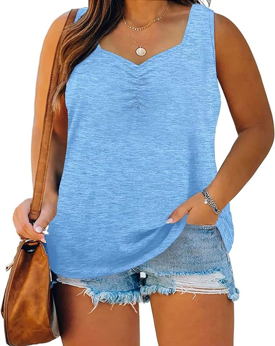 Top dames zomer mouwloos tanktop oversized V-hals tanktop grote maten basic los