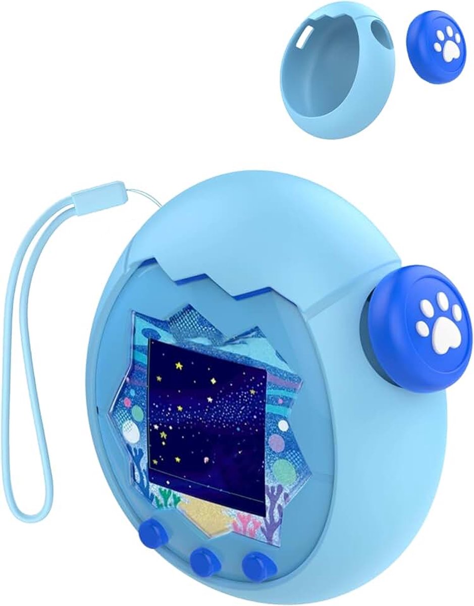 Beschermhoes voor Tamagotchi Paradise, zachte anti-vallen, schokbestendig, met een koord, elektronische huisdieraccessoires, bescherming voor virtuele huisdierspelmachine, blauw