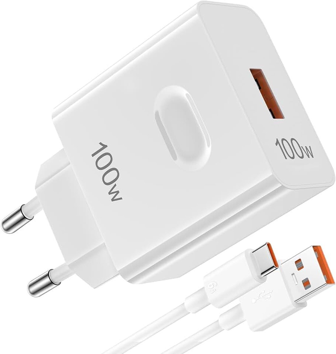Oplader voor Honor 400 200 Pro 200 Lite Magic6 Magic7 6 5 4 3 Lite Magic7 Pro, 100 W snellader met 6A USB C-kabel 1 m voor Honor X9c X8c X8b X8b X6b X9a 400 90 tot 70 cm. Lite