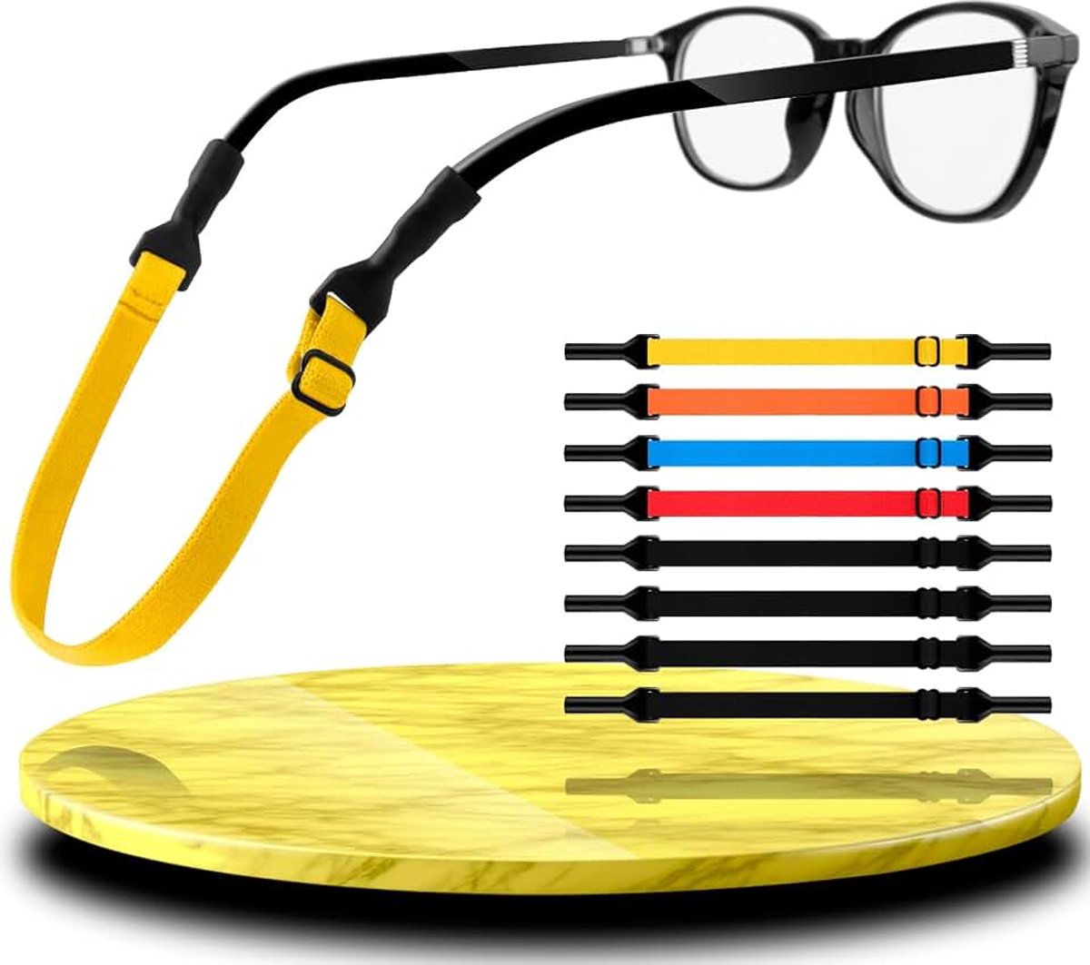8 stuks brillenbanden met hoge elasticiteit, verstelbare brillenband, stabiel en antislip, sportbrilband geschikt voor mannen, vrouwen en kinderen, universele en uniseks elastische sportbril