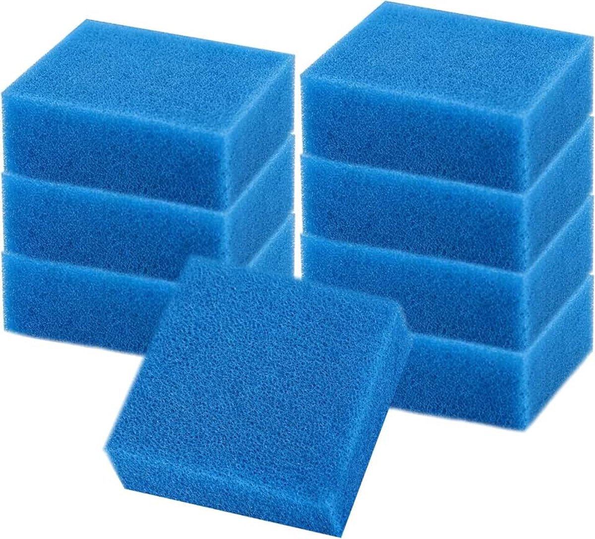 8 stuks filtersponzen 95 x 95 x 45 mm, filterspons aquarium 50PPI (blauw) | Hoge dichtheid biochemisch katoen, grove sponzen, compatibel aquariumfiltersponsset voor Juwel Compact/Bioflow 3.0/M