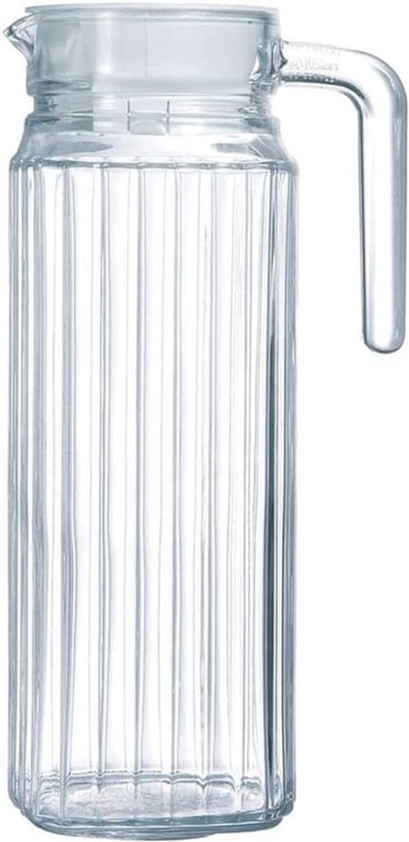 Waterkan met Deksel - Glazen Waterkan - 1 Liter - Koelkastkan - Fles voor Thee/Limonade - Transparante Fles - Waterfles