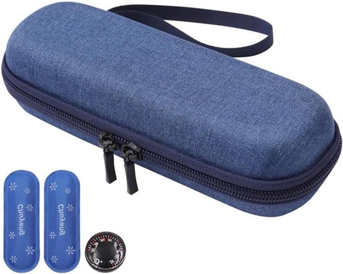 Insuline PenCase Reis - Diabetische Benodigdheden - Koeler - Geschikt voor Insuline - Blauw - Nylon Ijspakken - Reisdoos