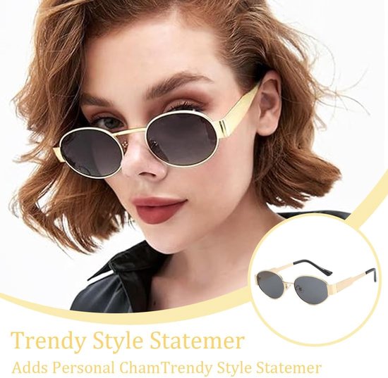 Retro zonnebril dames heren ovaal metaal trendy Classic UV400 bescherming zonnebril, dames zonnebril, 1 stuk — afbeelding 4