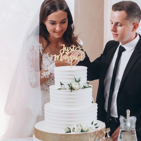 Just Married Decoratieve Taarttopper, Houten Taartdecoratie, Bruiloft, Just Married, Bruiloftstaart, Decoratie, Taartsteker, Bruiloft, Taarttopper, Bruiloftsdecoratie, Taart Voor 1 Stuk — afbeelding 5