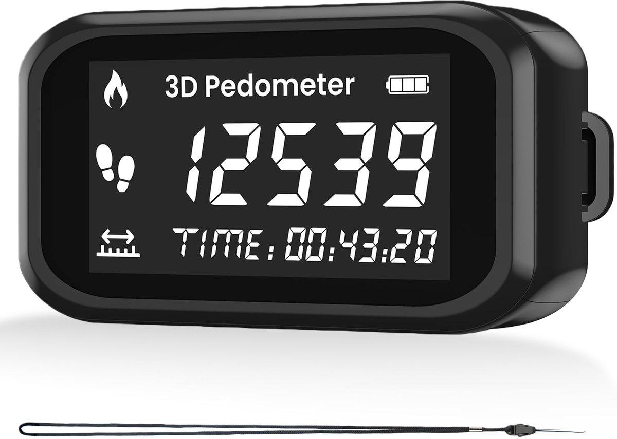 3D Stappenteller - nauwkeurige pedometer met clip - eenvoudig LCD-scherm - ideaal voor wandelen - SnelShoppen