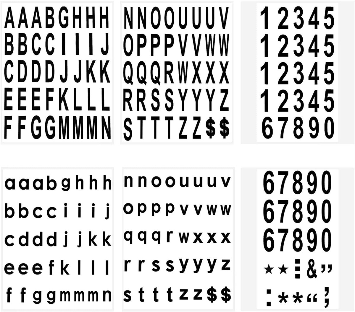 210 stuks 6 vellen brievenbusnummerstickers, zelfklevend, waterdicht, voor brievenbus, huis, deur, adresnummer, binnen of buiten (5 cm)