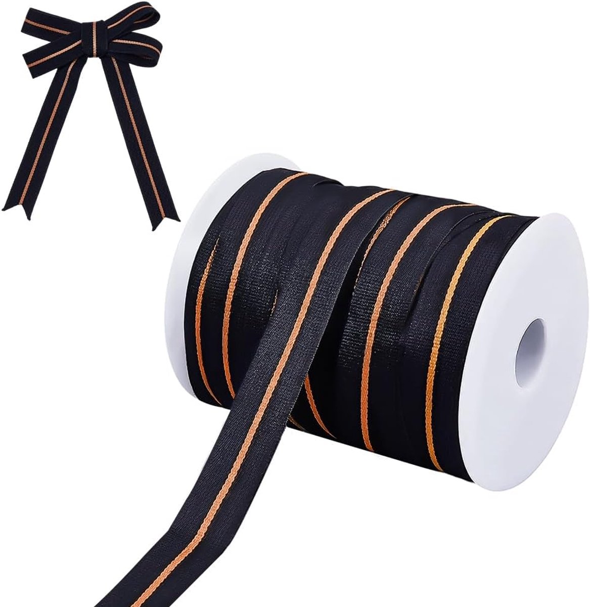 Gestreept katoenen lint, 20 mm x 22,86 m, zwart grosgrain lint voor huisdecoratie, geschenkverpakking, knutselen (koraalstrepen)