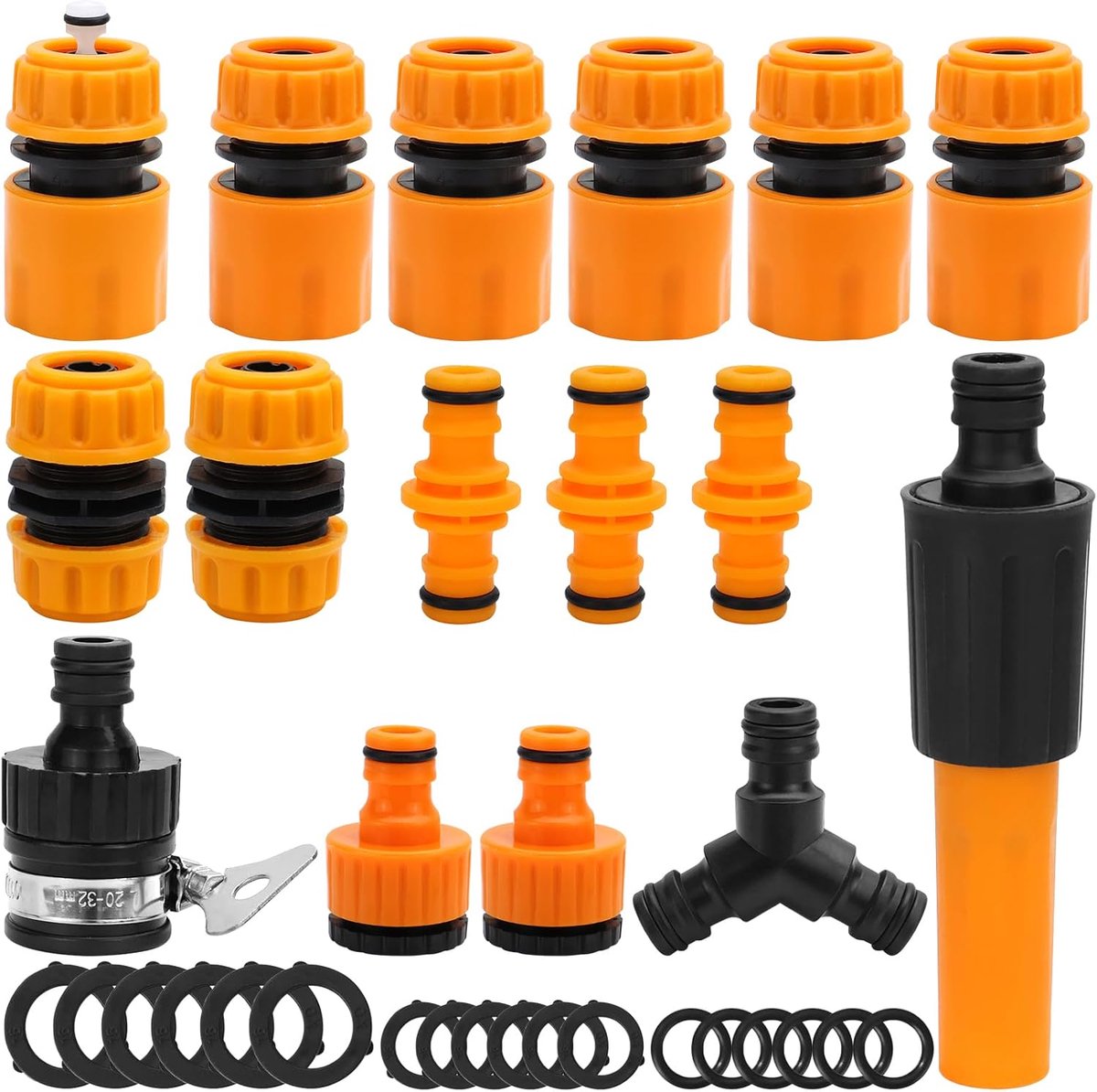 16-delige 1/2 inch slangconnectorset, Gardena-compatibele tuinslangaansluiting, snelkoppeling, lekvrije verbindingsstukken voor kraan en irrigatie