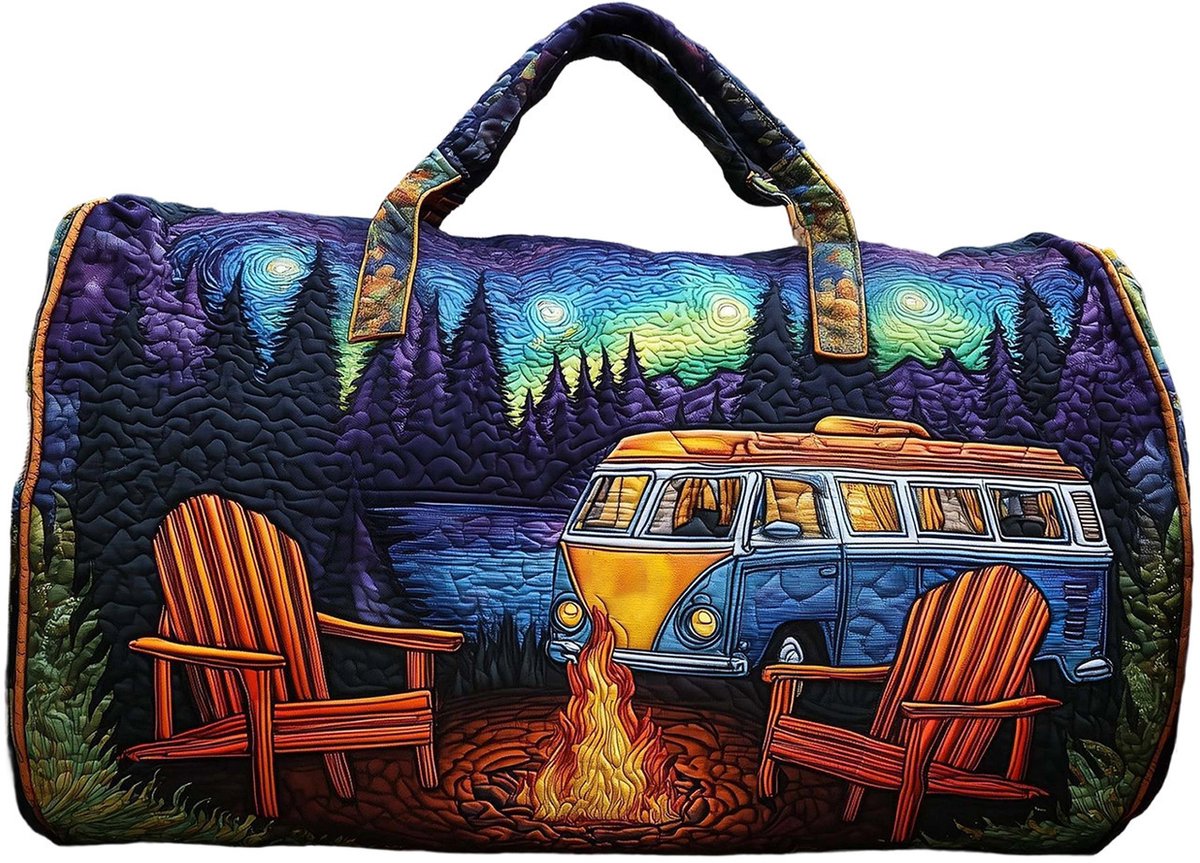 Textielen tas, retro bloemenprint in 3D-stijl, boho-stijl voor reizen en sport, meerkleurig, groot (18 x 9 x 9 inch)，4 modellen