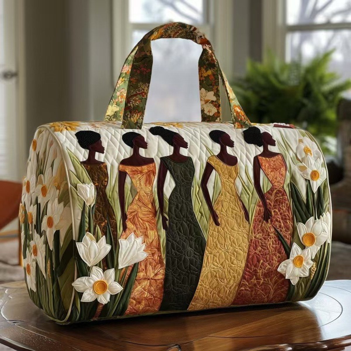 Textielen tas, retro bloemenprint in 3D-stijl, boho-stijl voor reizen en sport, meerkleurig, groot (18 x 9 x 9 inch)，88 modellen