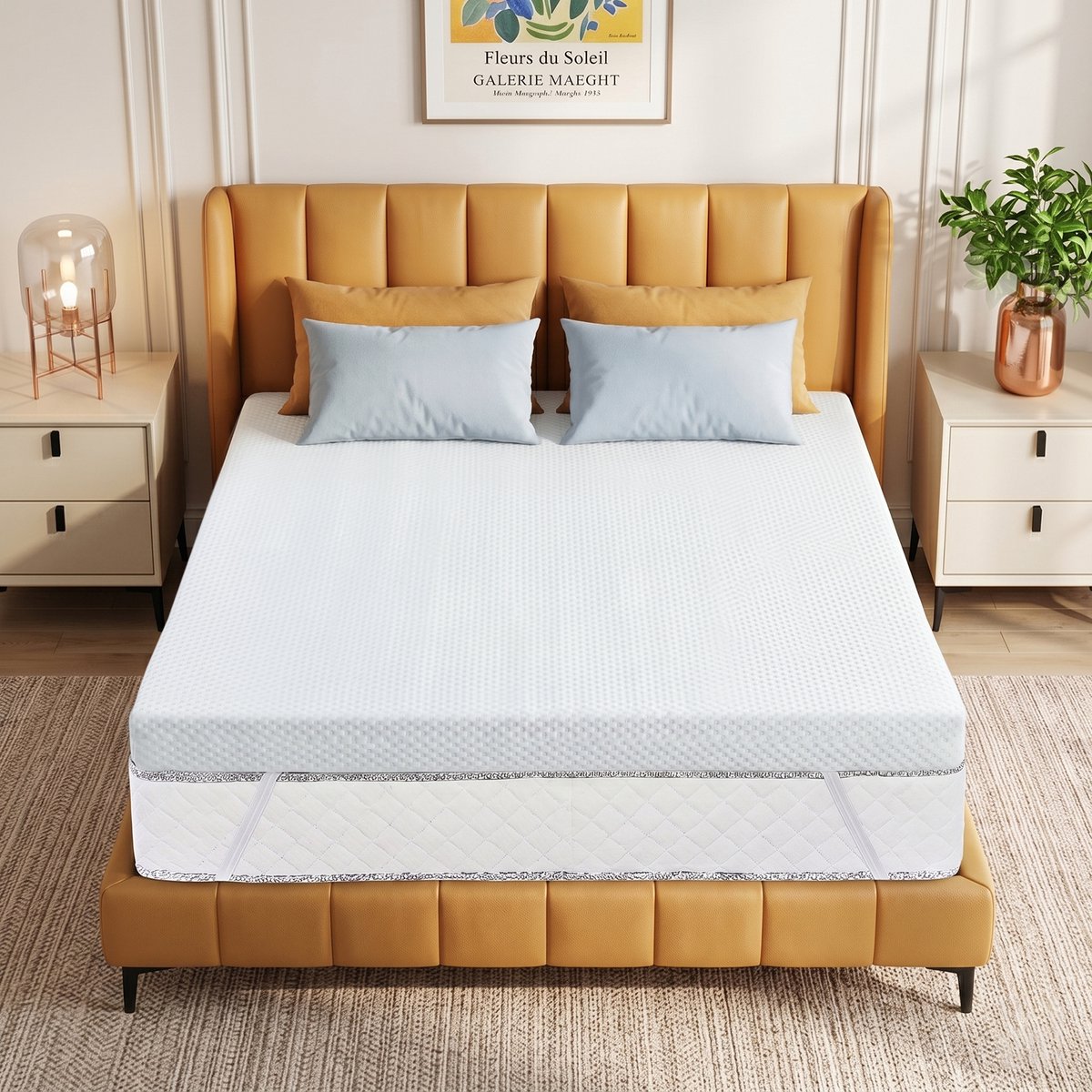 Daity Matrastopper 140x200 cm – Gel Topmatras 7,5 cm – Koudschuim – Afneembare Hoes