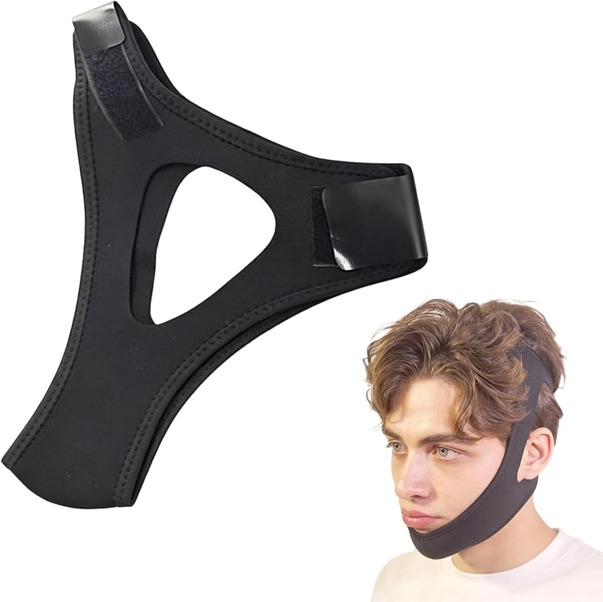Professionele Anti-snurk Kinband – Kaakondersteuningsband voor de Slaap, Anti-mondademhalingsapparaat, Herbruikbaar V-Line Liftmasker, Comfortabel Zwart
