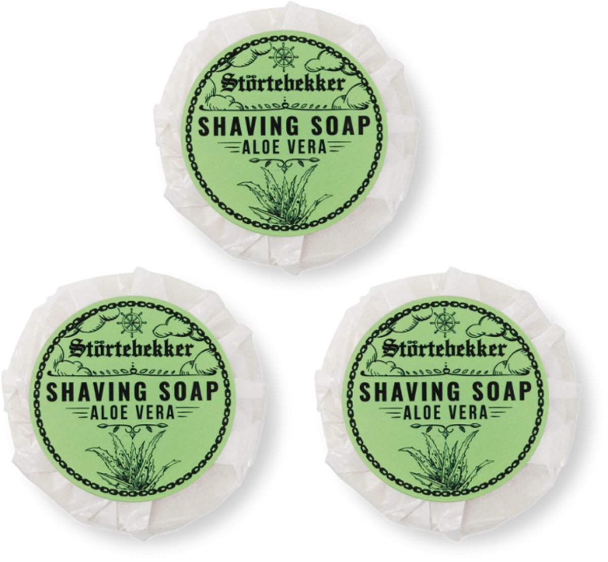 Störtebekker® Premium Scheerzeep 70 g (Aloe Vera) - Handgemaakte zeep voor een rijk schuim - Perfect voor het scheren met een scheermes - Veganistische scheerzeep voor dames en heren - Shaving Soap Aloe Vera