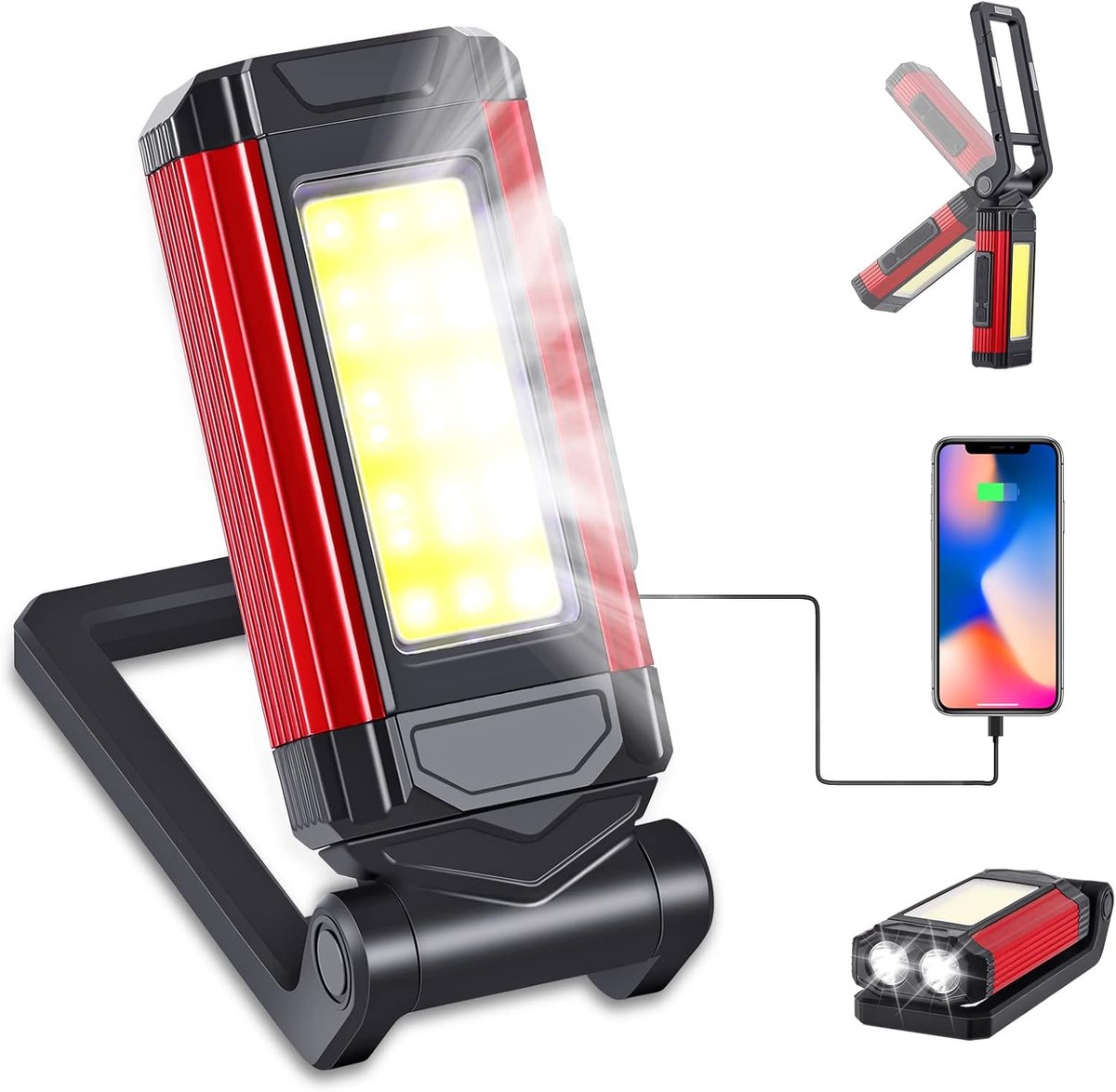 SnelShoppen - LED Werklamp, Superhelder Workshop Licht, 7 Modi, IP67 Waterdicht, 360° Draaiend, Magnetische Campinglamp, Ideaal voor Auto, Werkplaats,