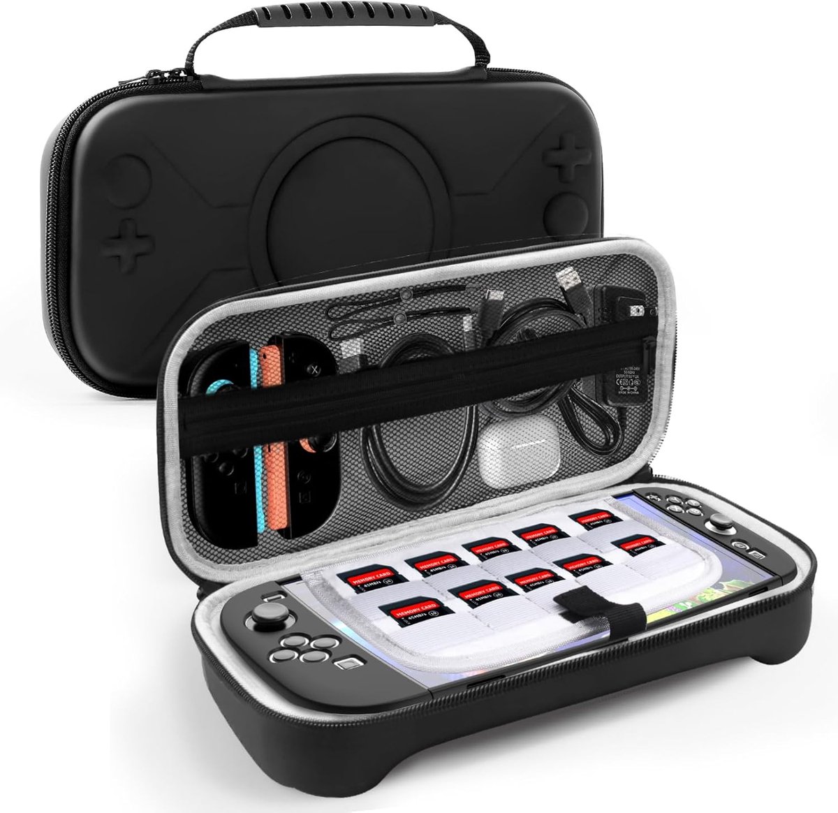 SnelShoppen - Hard Opbergtas voor Nintendo Switch 2 - Waterdichte & Schokbestendige PU Hard Shell met 18 Gamecard Compartimenten - Zwart