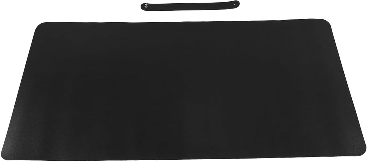 SnelShoppen - Large PU Leather Desk Pad 60x30cm - Non-Slip Muismat - Waterdichte Bureau Bescherming voor Laptop, Toetsenbord en Schrijven - Zwart Kant