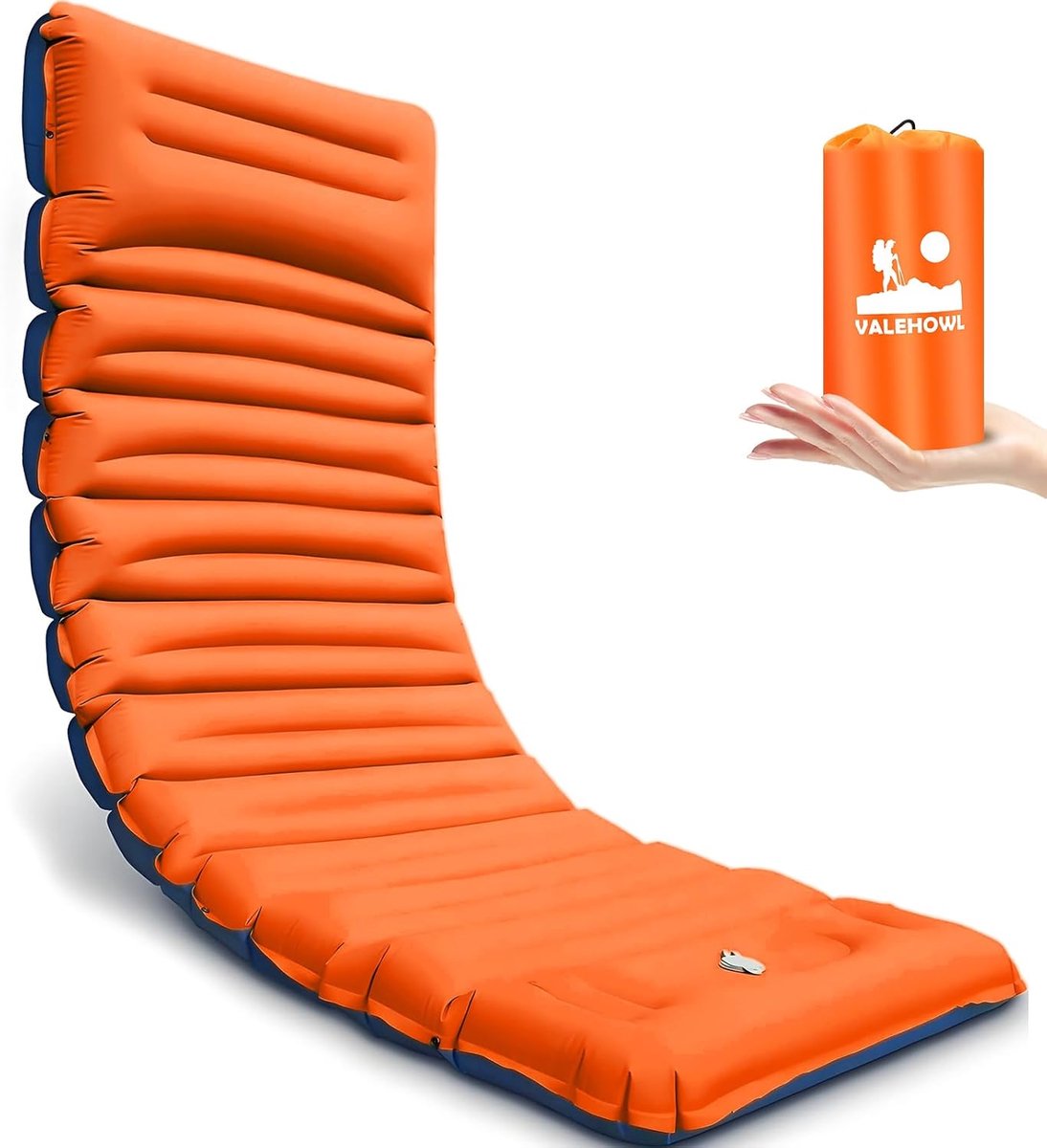 SnelShoppen - 4 Inch Dikke Opblaasbare Slaapmat voor Camping met Voetpomp en Kussen, Lichtgewicht Kampeermatras voor Buiten, Backpacken en Hiking