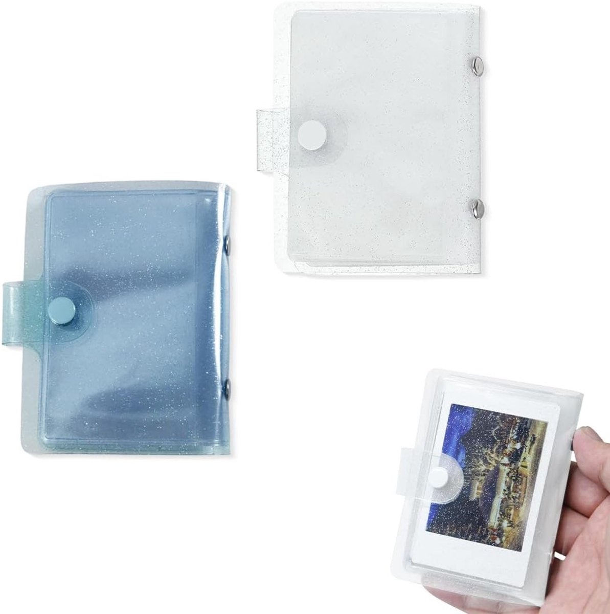 Holografisch Mini Foto Album Set van 2, Klein Foto Boek voor Fujifilm Instax Mini en Polaroid Film, Geschikt voor Kpop Foto Kaarten en Creditcards (36 Pockets)